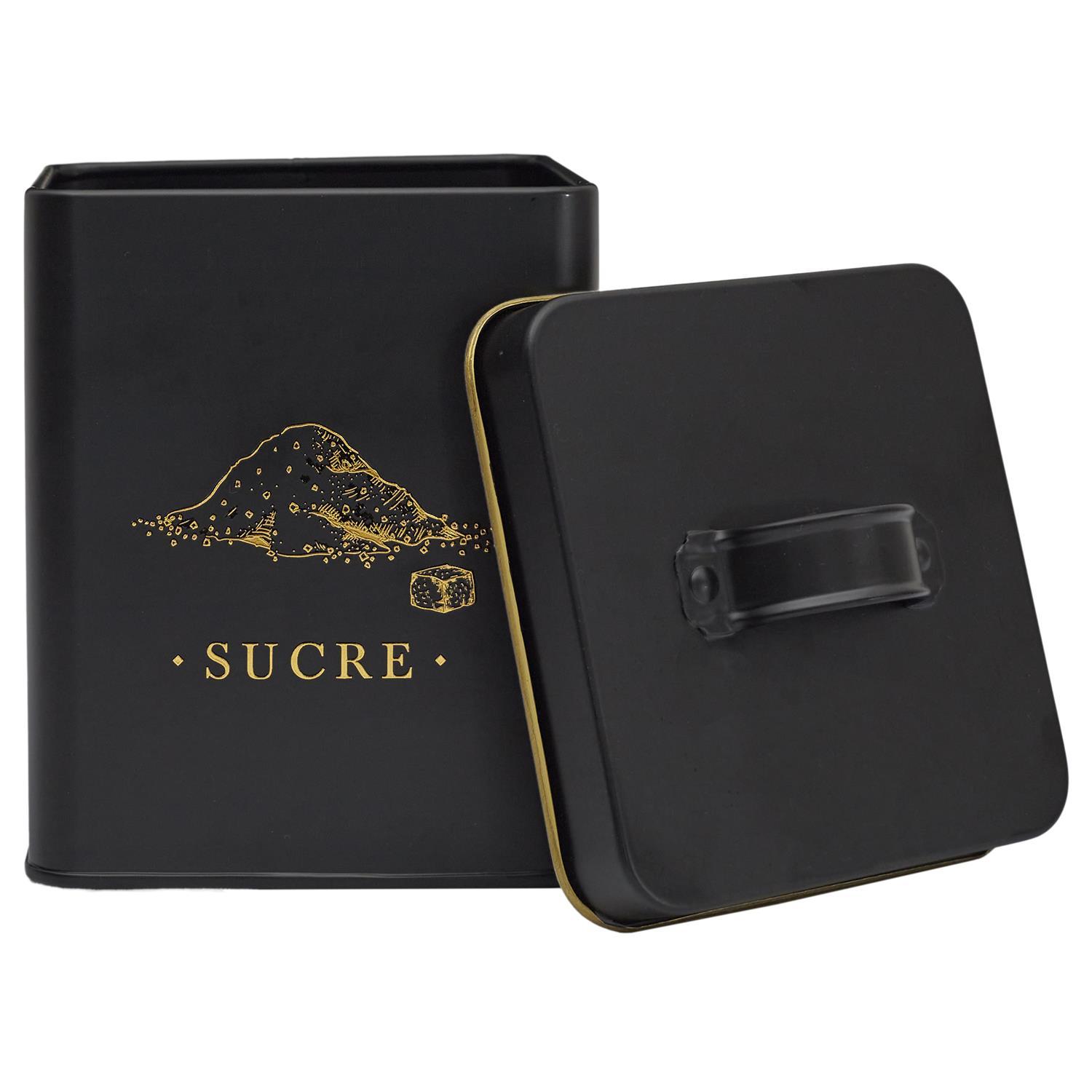 BOITE METAL NOIR ET DORE SUCRE