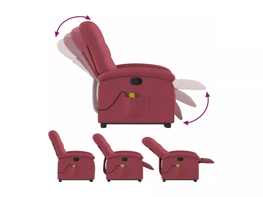 Fauteuil inclinable massant Rouge bordeaux Tissu