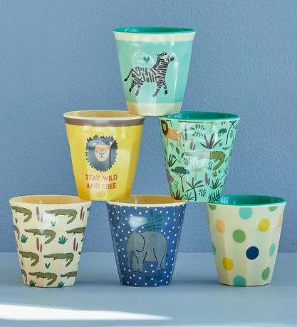 Rice Becher - Melamin - 6 st. - 160 ml - Blau/Jungle Print