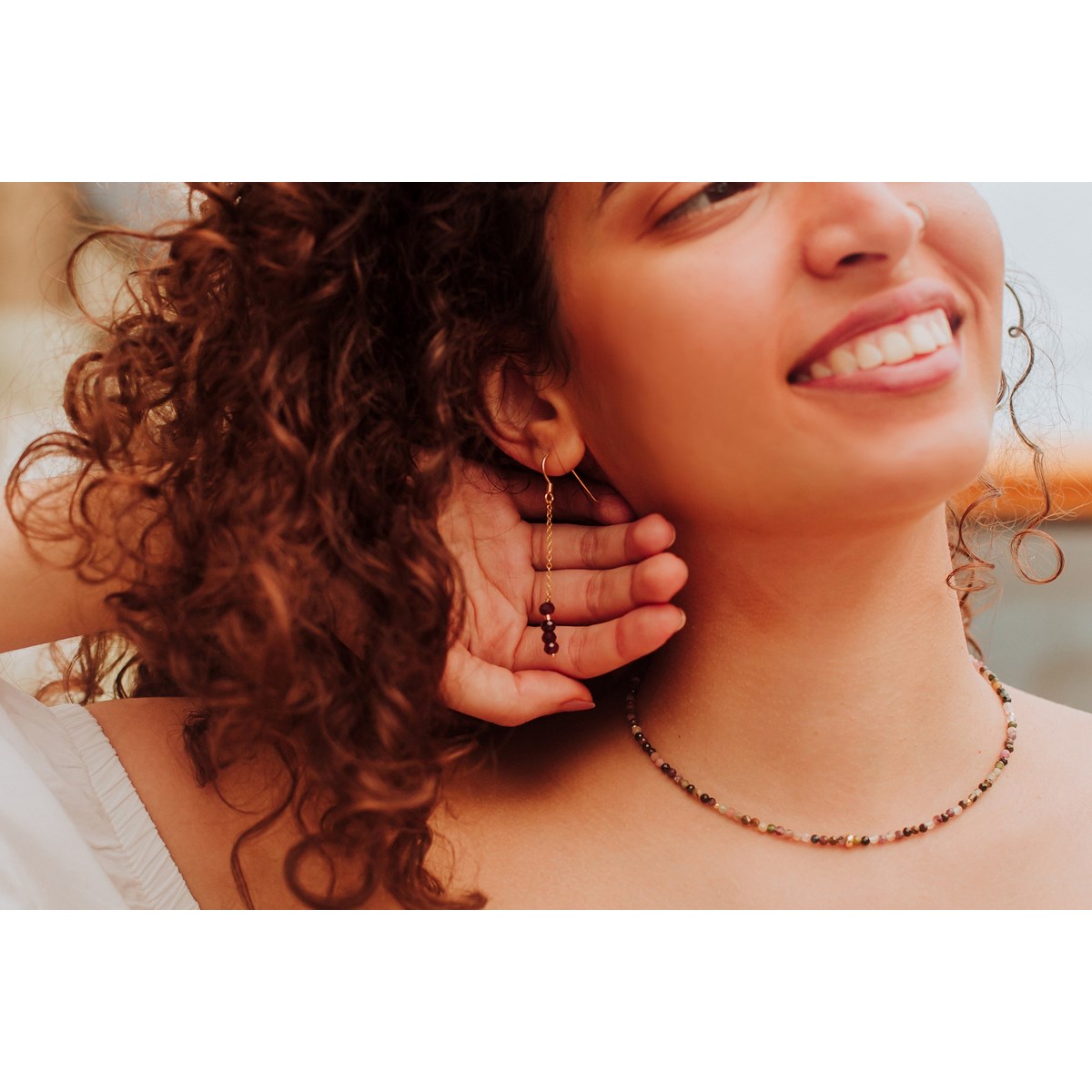 Boucles d'Oreilles Grenat en Argent 925 Doré