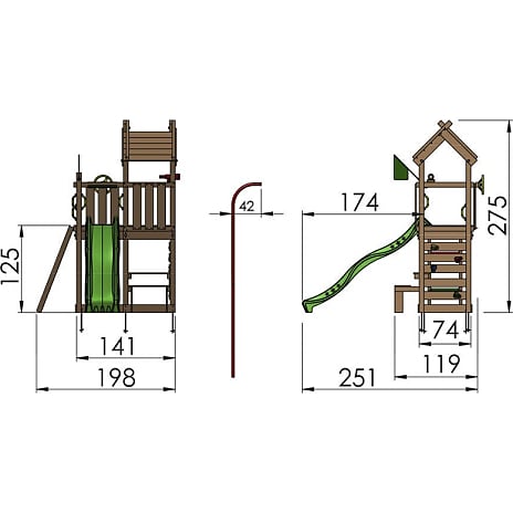 Jungle Gym Teepee legetårn komplet inkl. gul rutsjebane