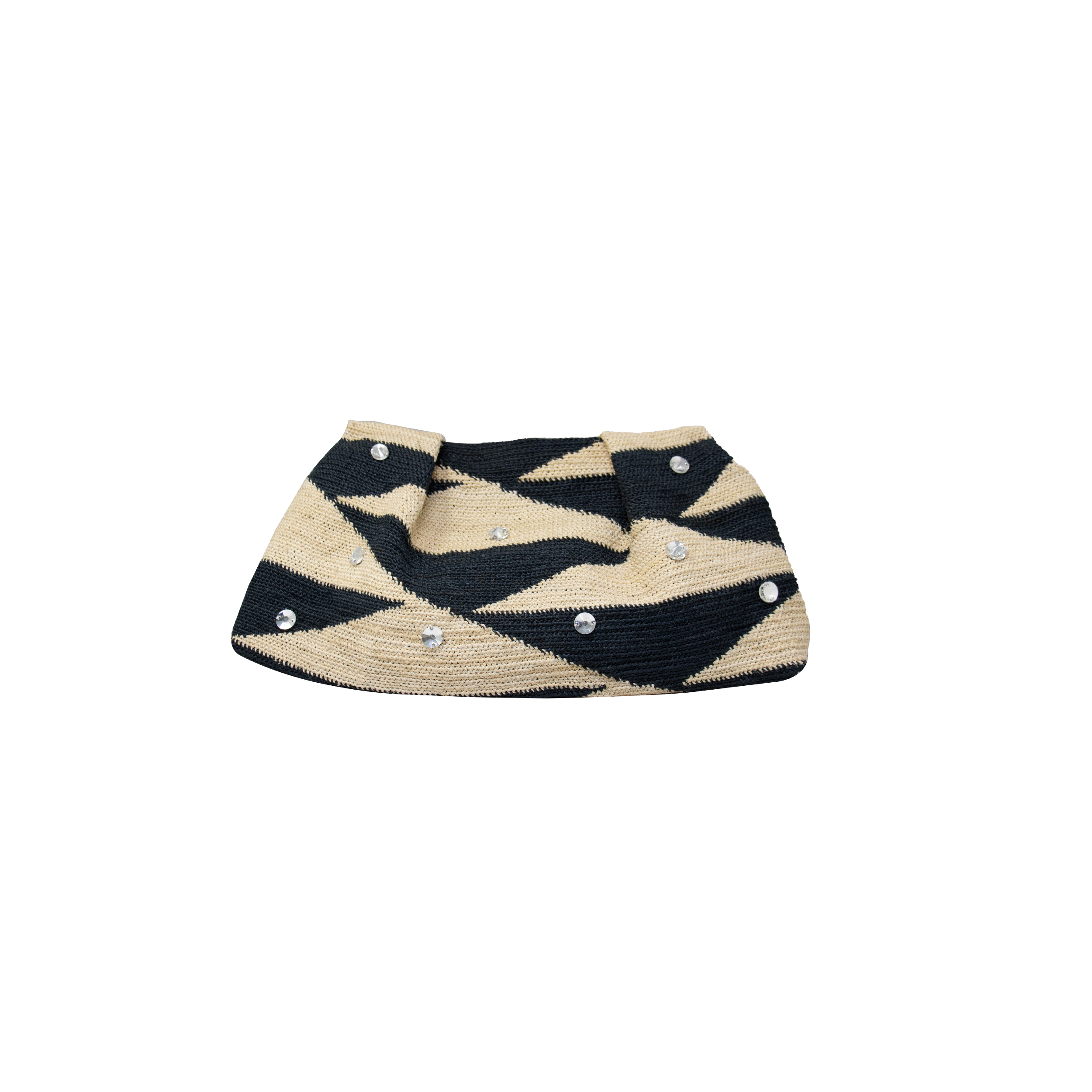 Pochette moyenne en sisal avec cristaux