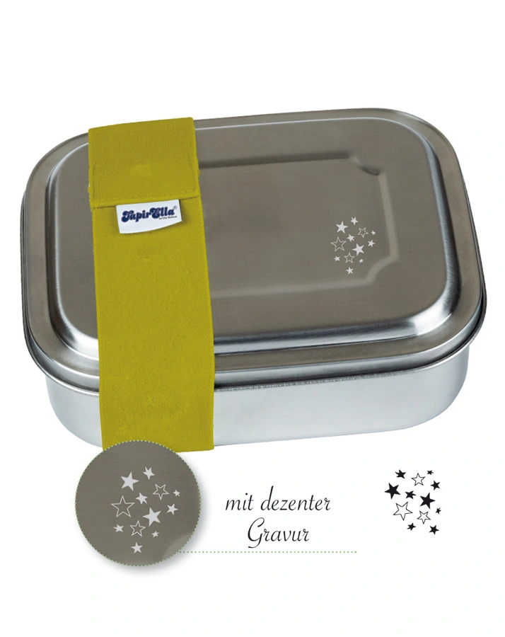 Edelstahl-Brotdose TAPIRELLA – STERNCHEN 4-teilig in silber/grün