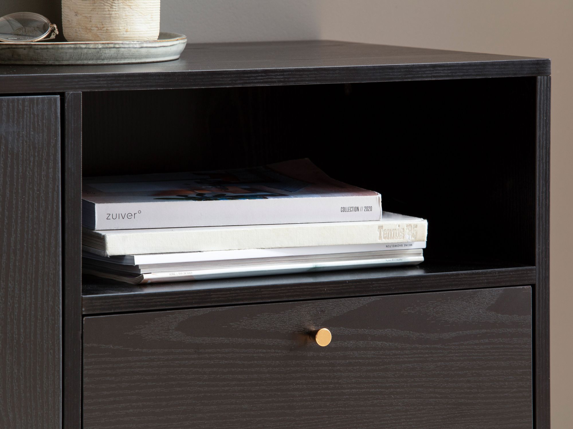 Sideboard FineBuy Anrichte 140 cm Kommodenschrank Schwarz mit Türen Schublade
