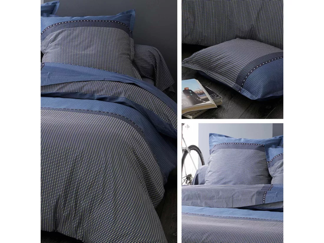 Taie de traversin 140x43 cm satin de coton ENZO bleu