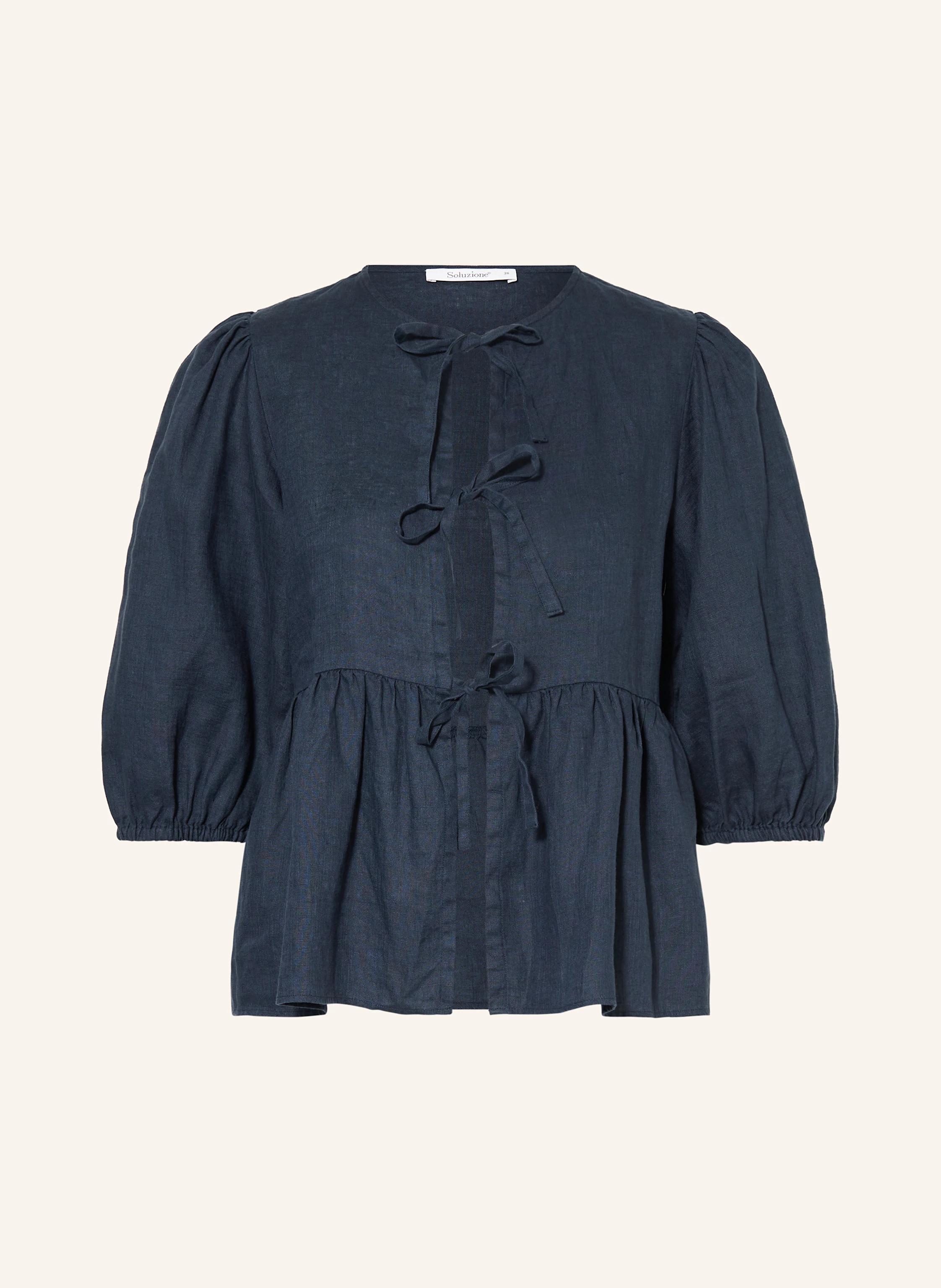 Soluzione Blusenshirt aus Leinen mit 3/4-Arm