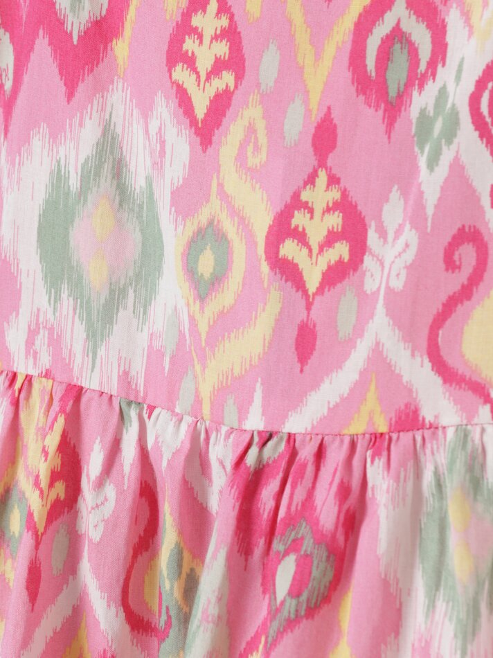 Vestido estampado com costas cruzadas - Rosa Chiclete