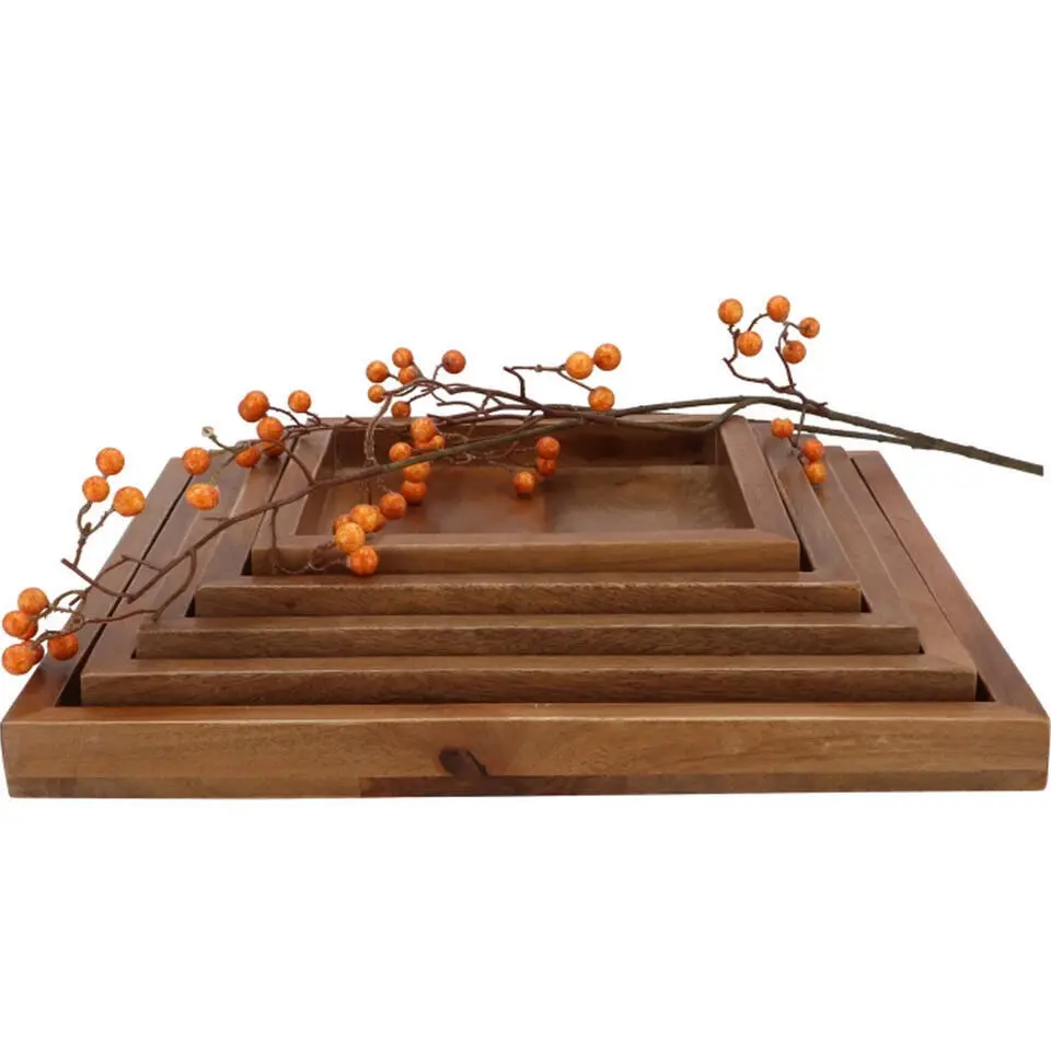 DK Design Kaarsenbord/dienblad Mumbai - mangohout - 32 x 32 cm