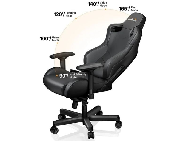 Anda Seat Gaming-Stuhl Kaiser 2 Schwarz Gaming-Stuhl aus Kunstleder und mit einer Belastbarkeit von bis zu 120 kg
