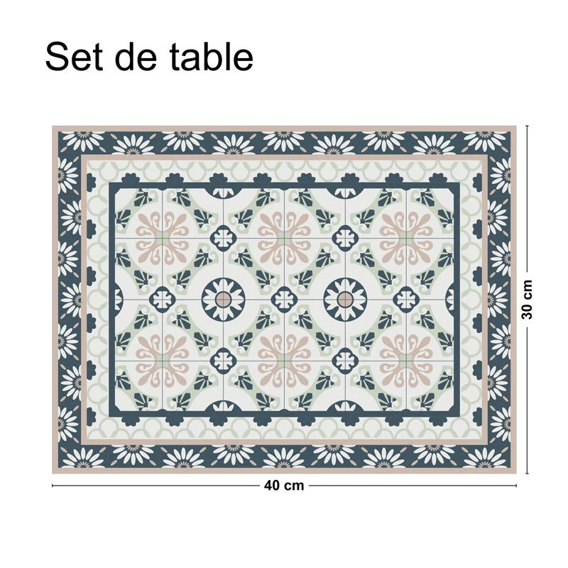 Lot de 4 sets de table L 40xl 30cm - CARREAUX DE CIMENT LÉONIE 99deco