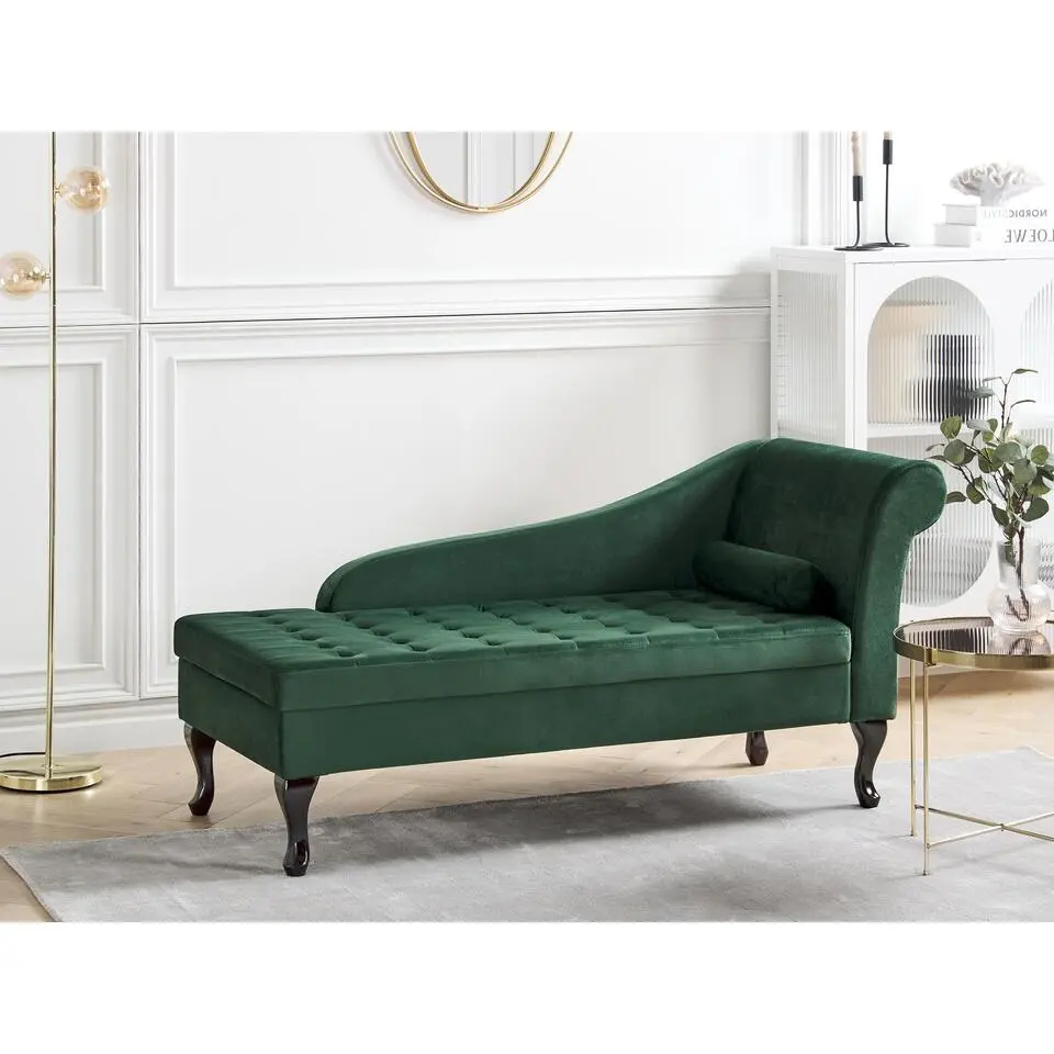 PESSAC - Chaise longue - Donkergroen - Rechterzijde - Fluweel