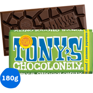 Tony's Chocolonely Amandel Zeezout Puur Chocolade reep 51% 180 g