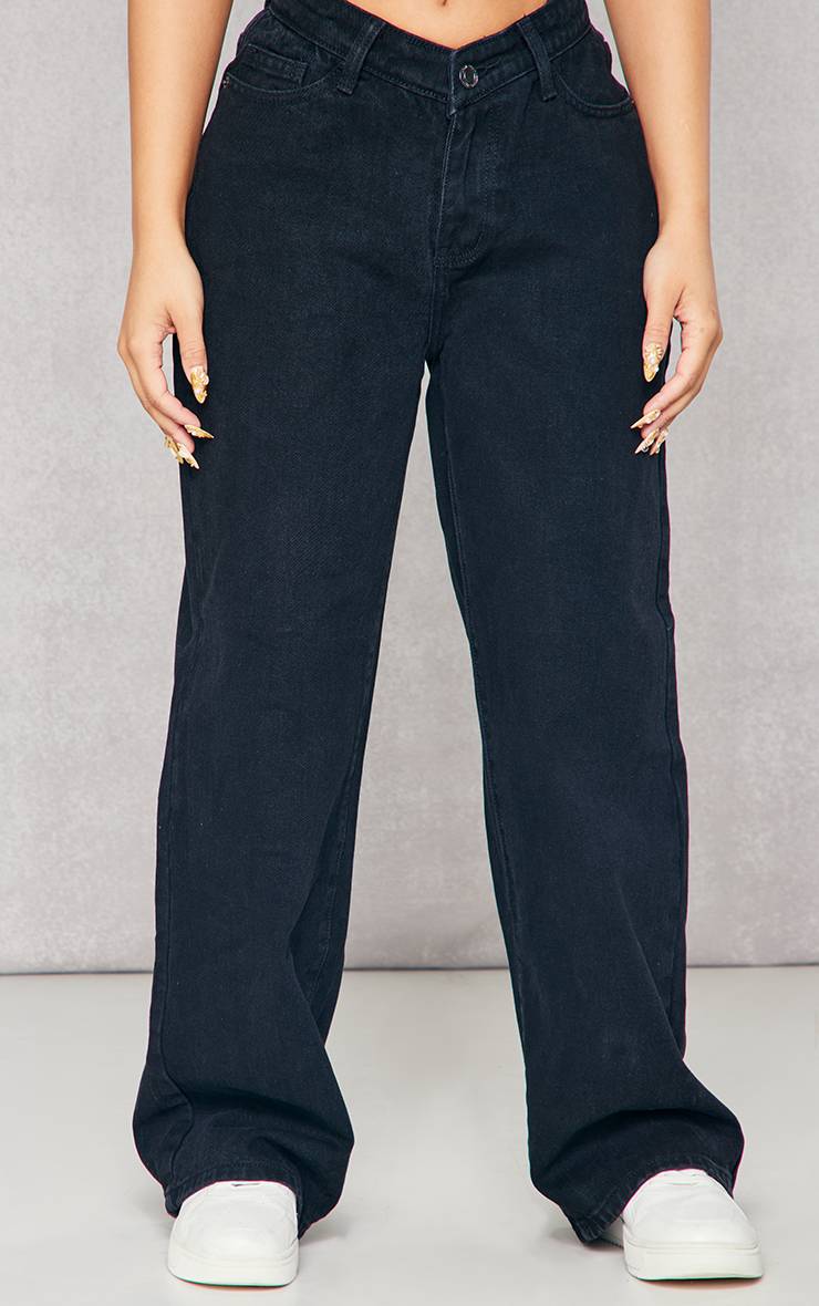 Noir Jean En Denim Petite Taille Haute Échancrée