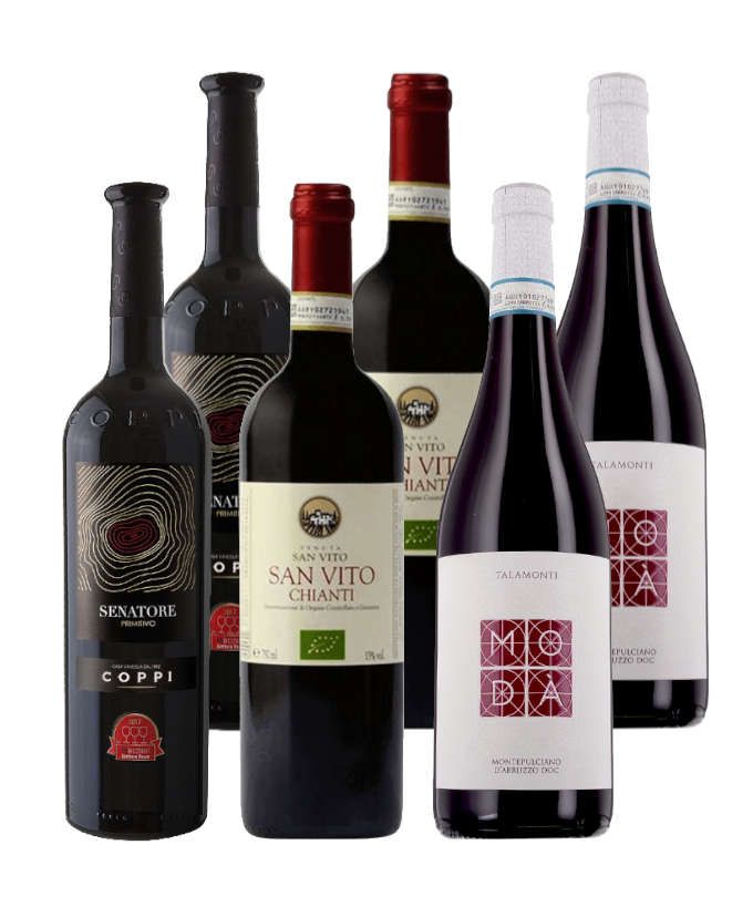 Dîner à l'italienne 100% rouge - 6 bouteilles