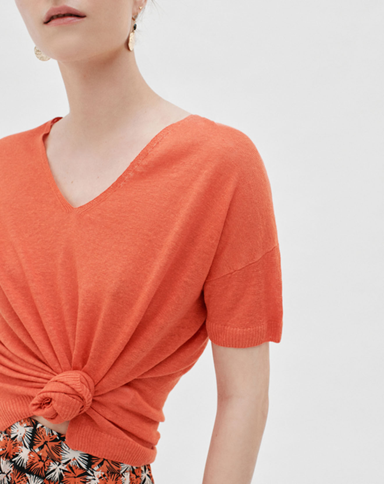 Caroll Pull 100% Lin Aurore coquelicot