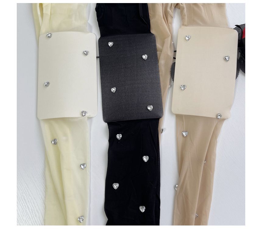 Gentiana - Hartvormige panty met strass steentjes