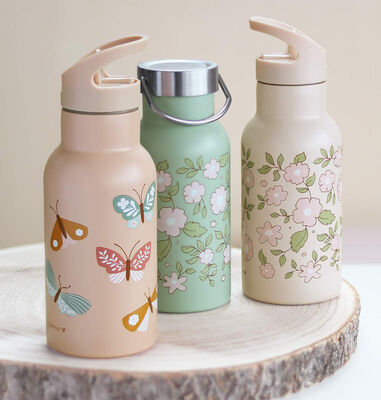 A Little Lovely Company Vannflaske Sommerfugl 350 ml, Rosa