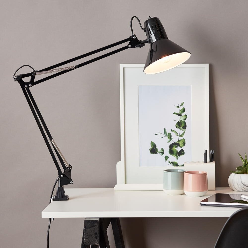 Hobby klemlamp in zwart E27