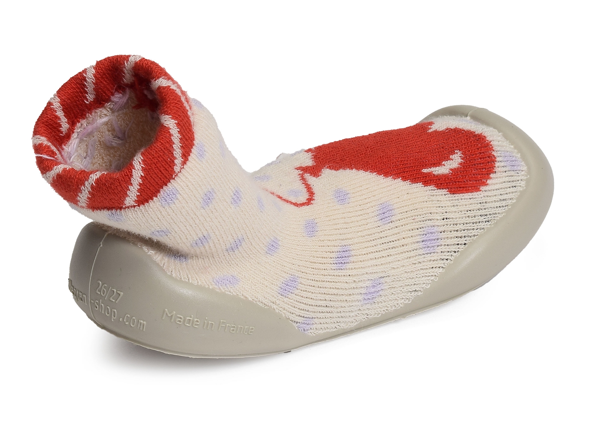 Ballon coeur noeud beige rouge