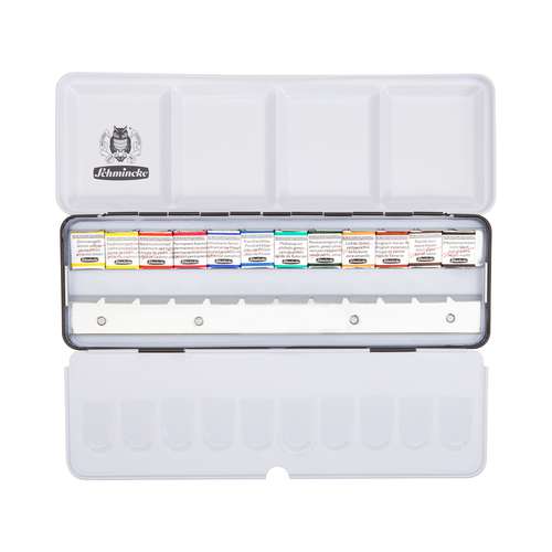 SCHMINCKE HORADAM® Feinste Künstler Aquarellfarben, Metallkasten mit halben Näpfchen