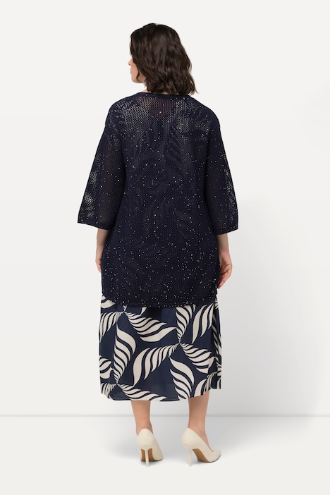 Strickjacke, Struktur, A-Linie, V-Ausschnitt, 3/4-Arm