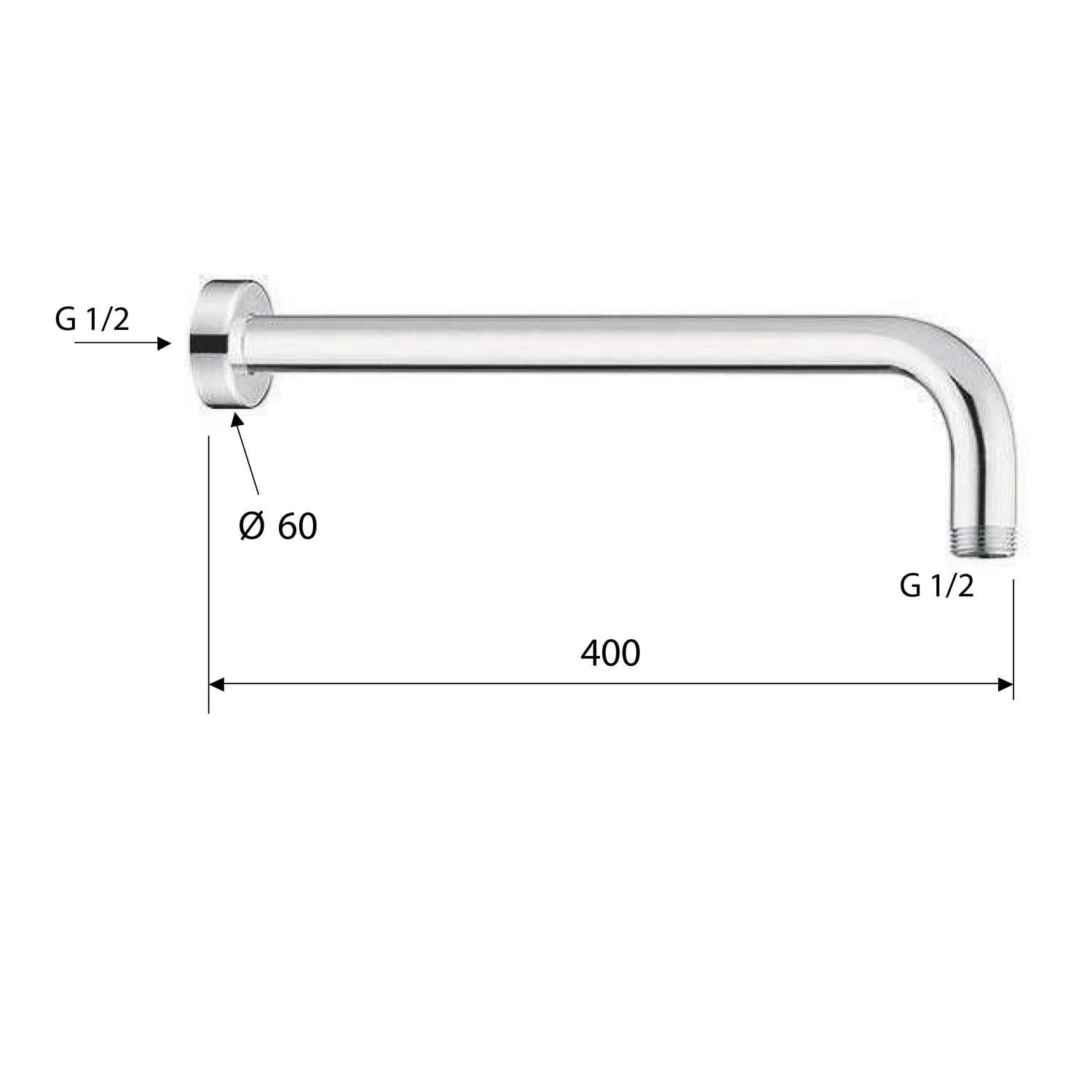 Sapho douchearm wandbevestiging 40cm goud
