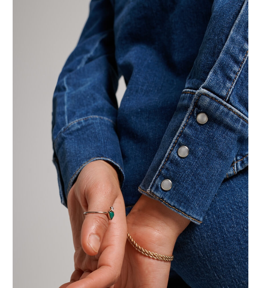 Camisa jeans de algodão orgânico Superdry azul