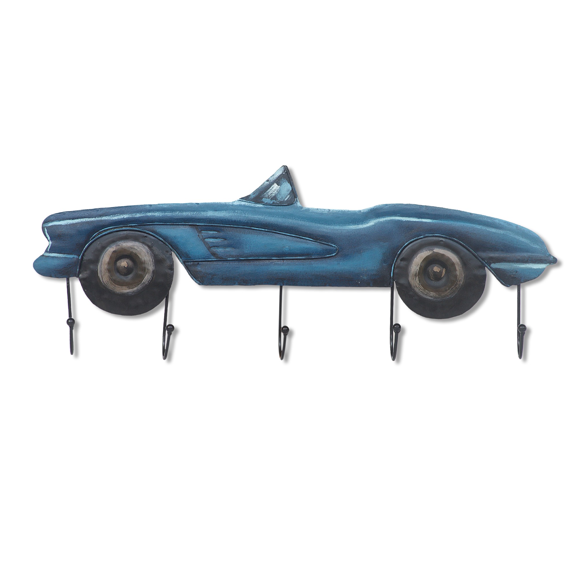 Wandkunst 'Sportscar' mit 5 Haken, blau, T 7 cm, B 60 cm, H 23 cm von fischer's lagerhaus