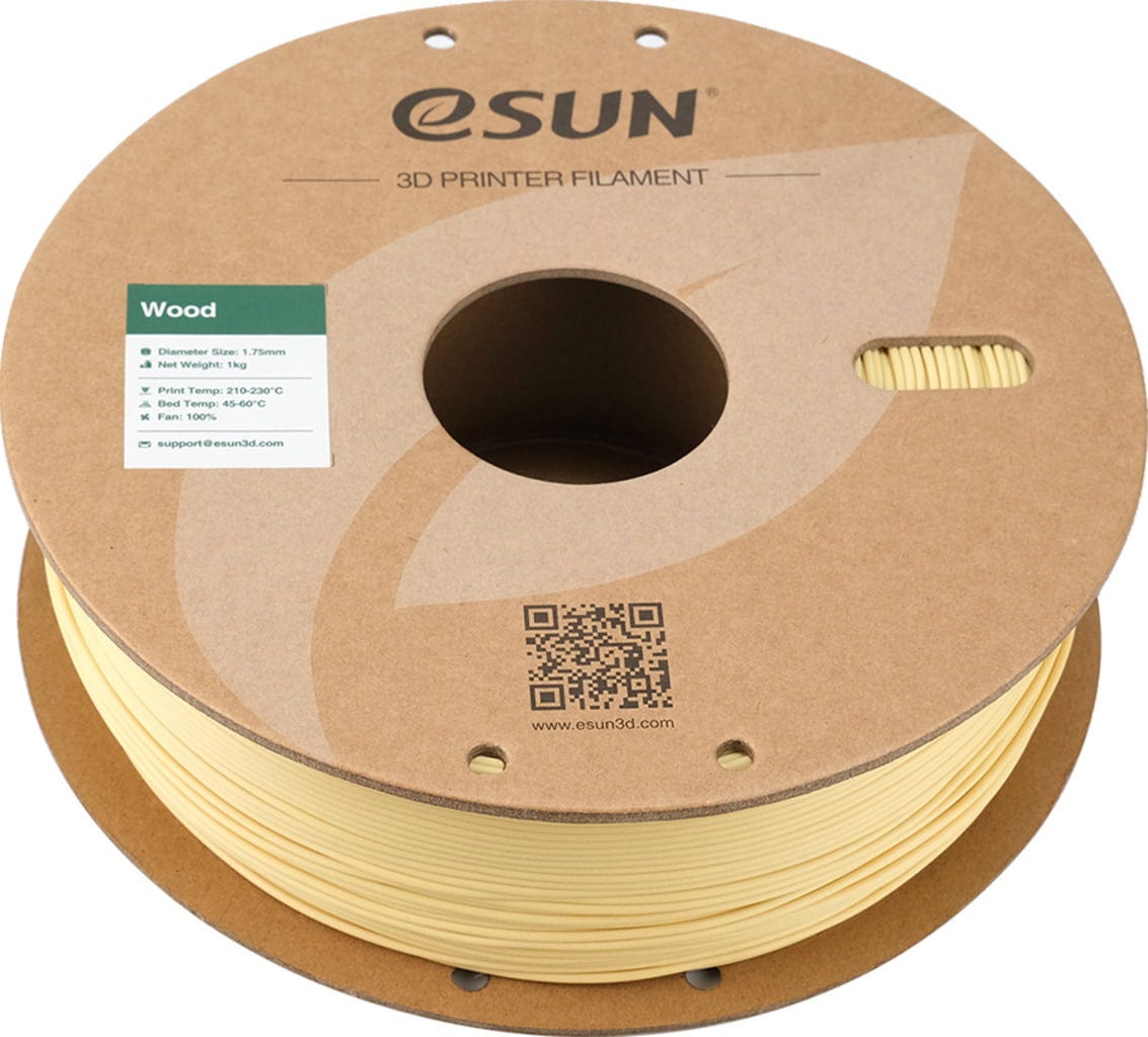 eSUN  PLA-Wood Plain Wood, 1,75 mm / 1000 g    PLA-basiertes Filament in Holz-Optik