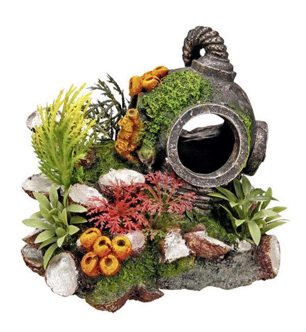 Nobby Aquariumdeko Helm mit Pflanzen, ca.