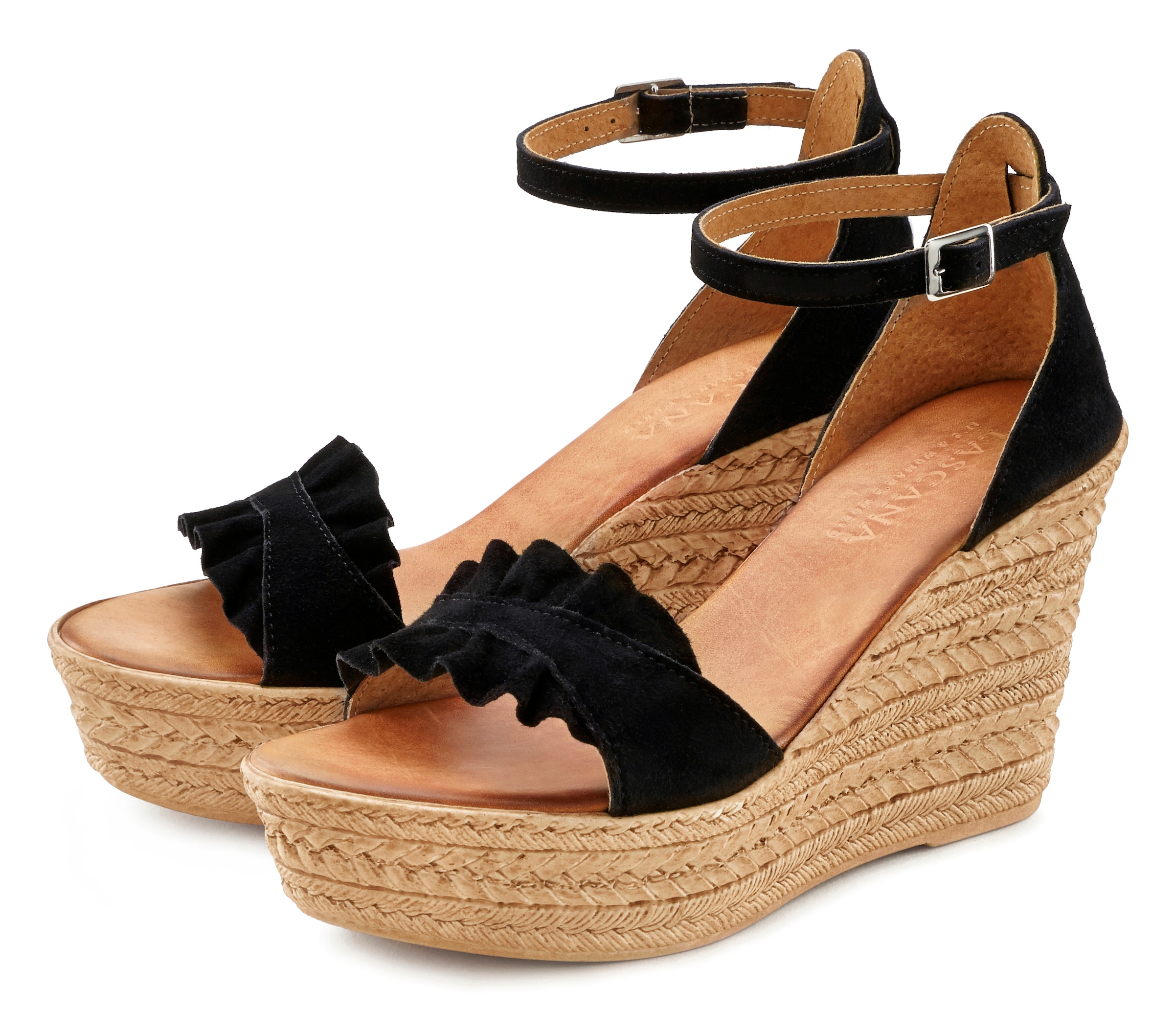 LASCANA Sandalette »Sommerschuh«  Sandale, Sommerschuh aus Leder mit Keilabsatz