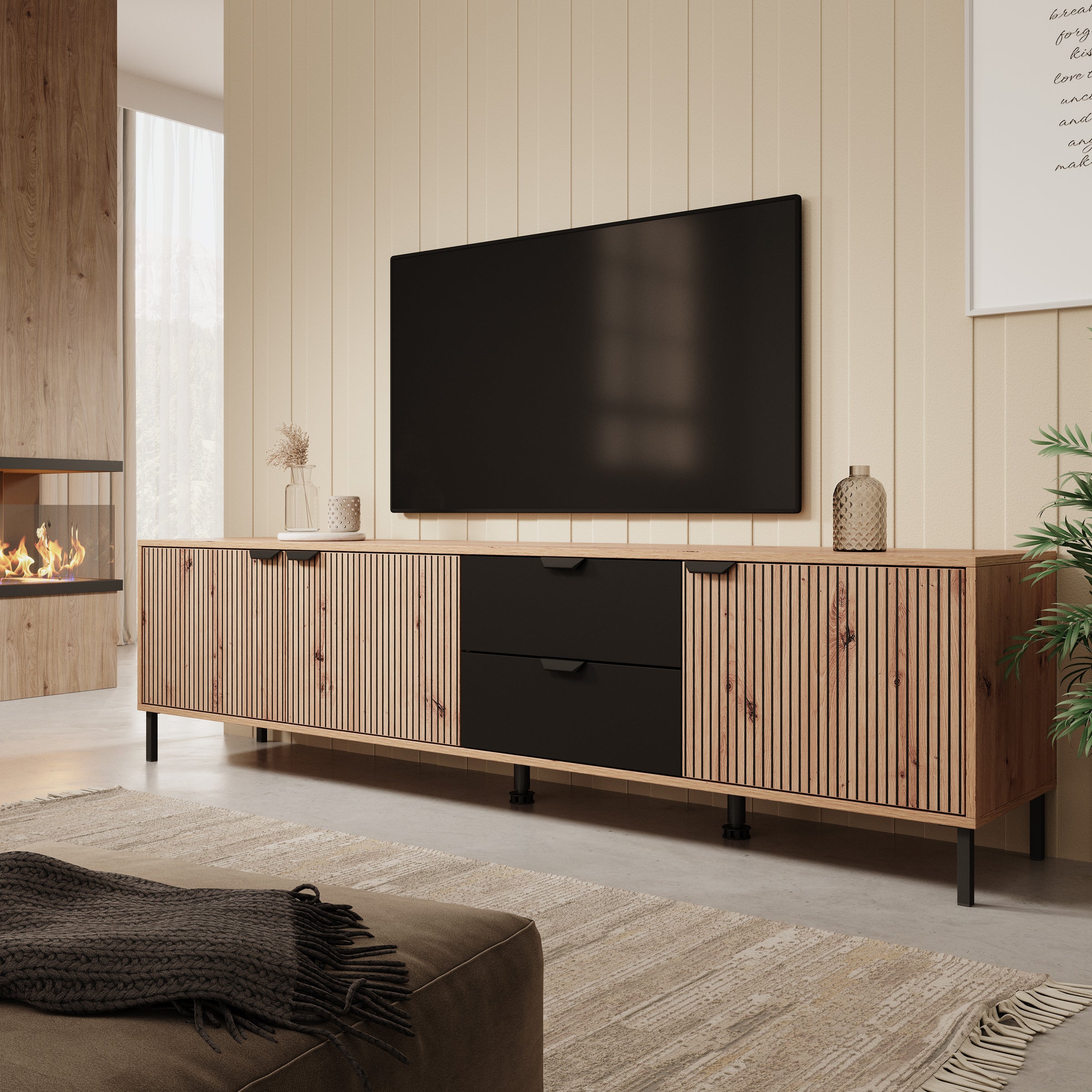 Malaika - TV-Meubel - Eiken - 208x40x54 cm