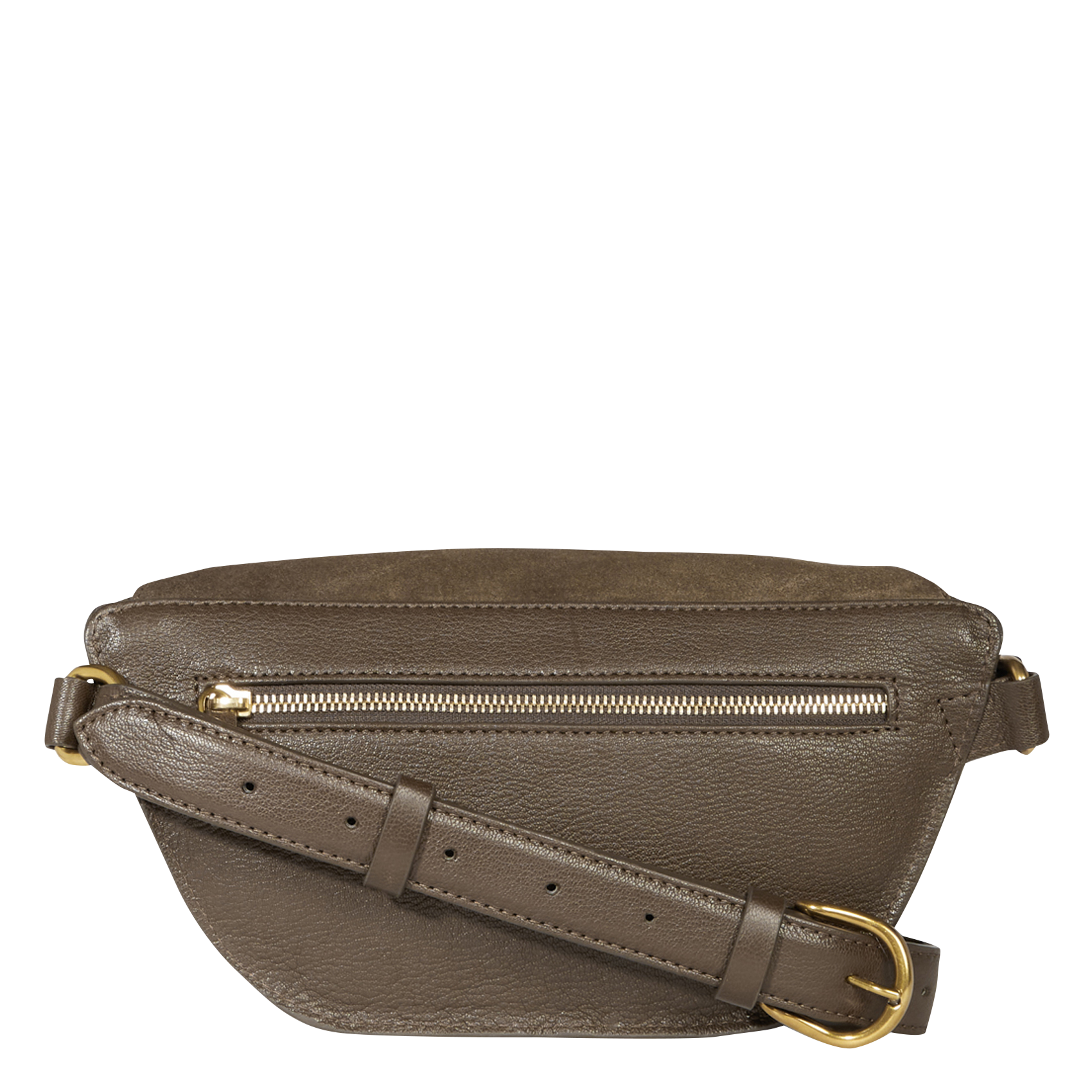 LINO BANANE - Sac banane en cuir velours | Kaki