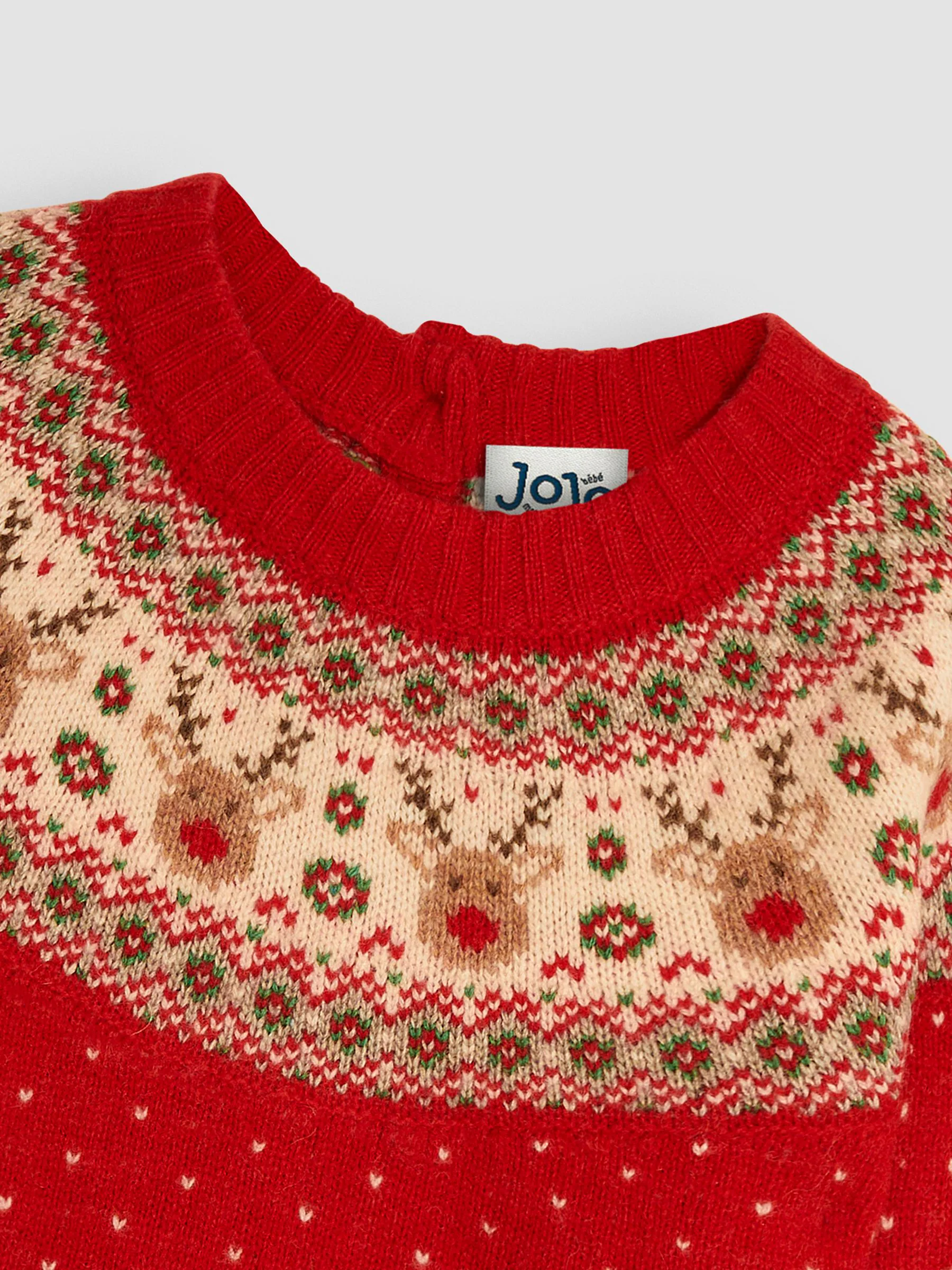 JoJo Maman Bébé gebreide kersttrui met rendier en Fairisle-patroon