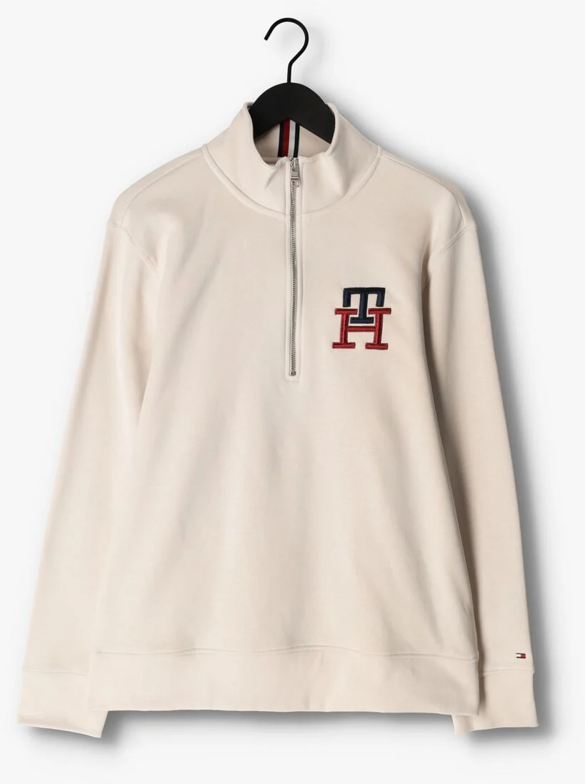 TOMMY HILFIGER gebroken wit tommy hilfiger trui essential monogram half zip