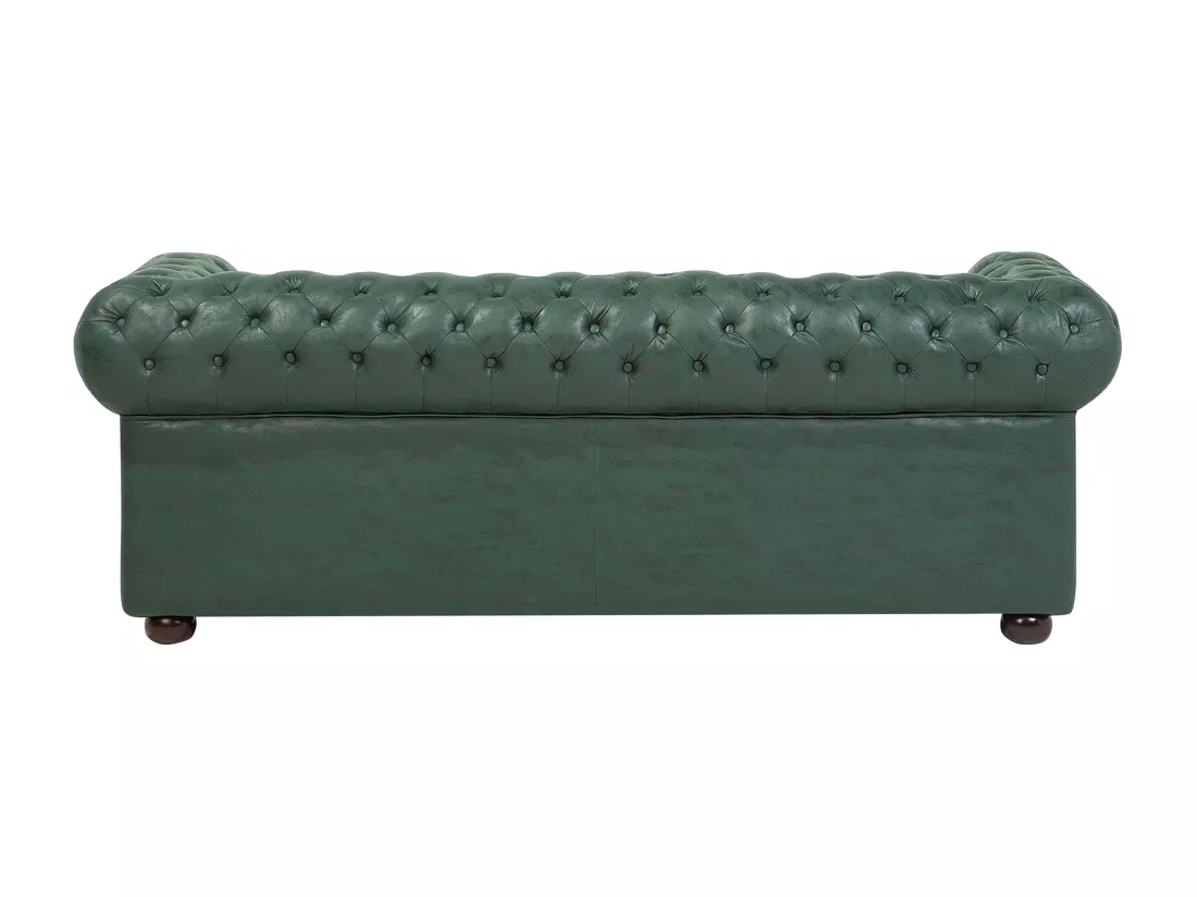 Canapé 3 places en cuir PU vert CHESTERFIELD