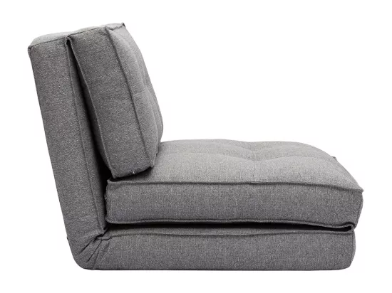 Chauffeuse 1 place convertible en tissu gris chiné SALLY