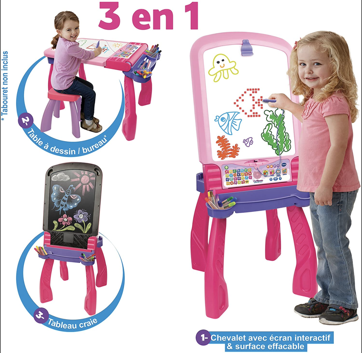 MAGI CHEVALET INTERACTIF 3 EN 1 ROSE