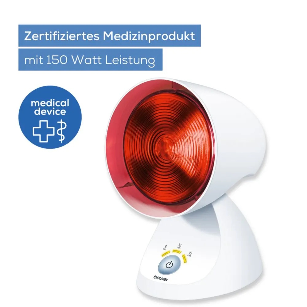 IL 35 Rotlicht Infrarotlampe Lichttherapie für Erkältung und Muskelverspannung mit Timer inkl. Schutzbrille (61612) - Weiss