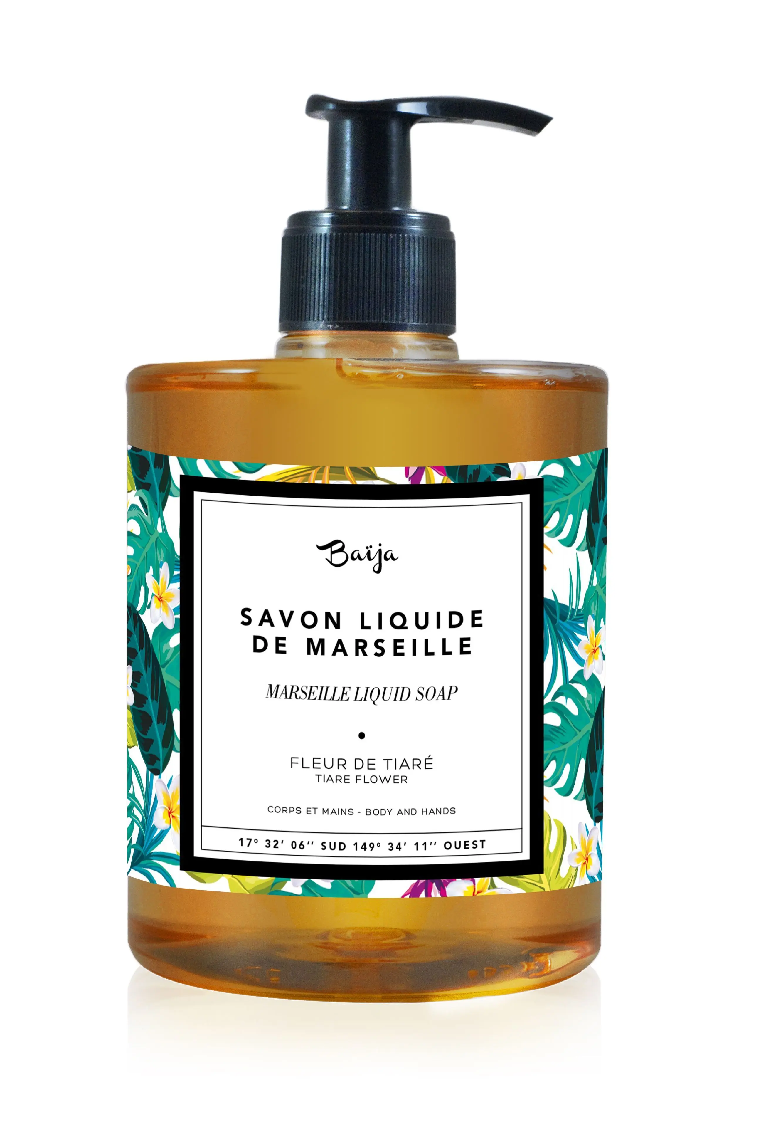 Baïja - Moana - Fleur de Tiaré Savon Liquide Marseille Corps et Mains- Savon