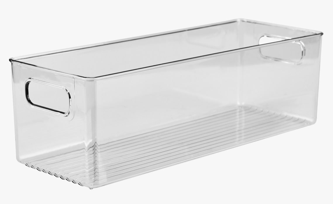 Smal oppbevaringsboks transparent - 15x40,5x13 cm