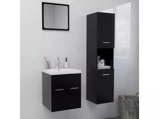 Ensemble de meubles de salle de bain Noir Aggloméré