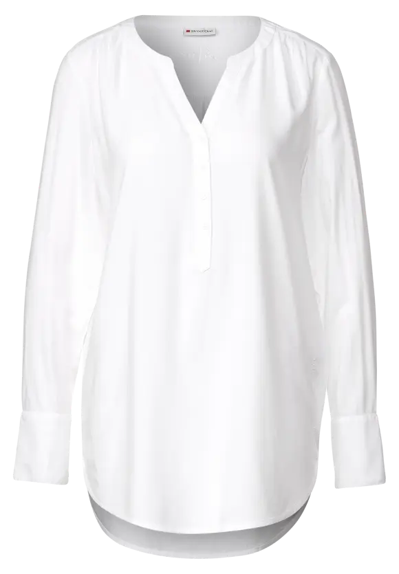 Longbluse in Unifarbe - White