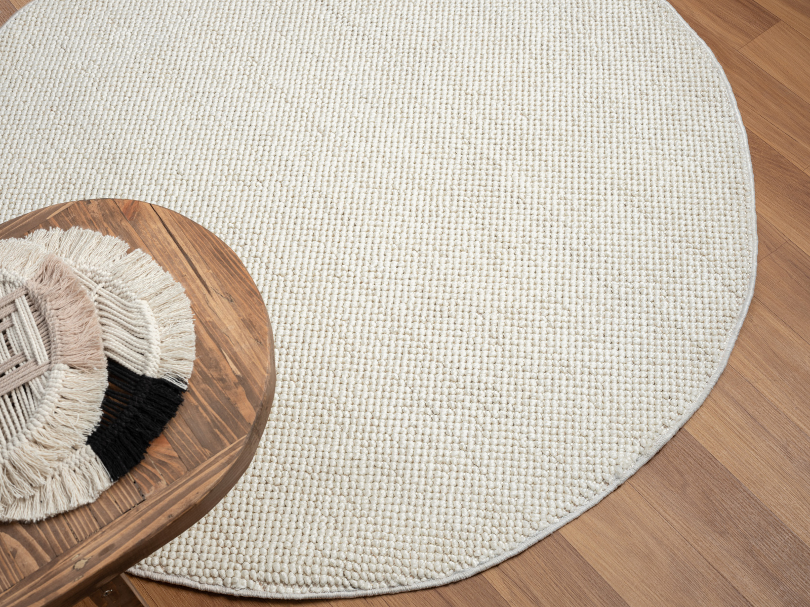 Kurzflorteppich AVA - beige - Ø 120 cm