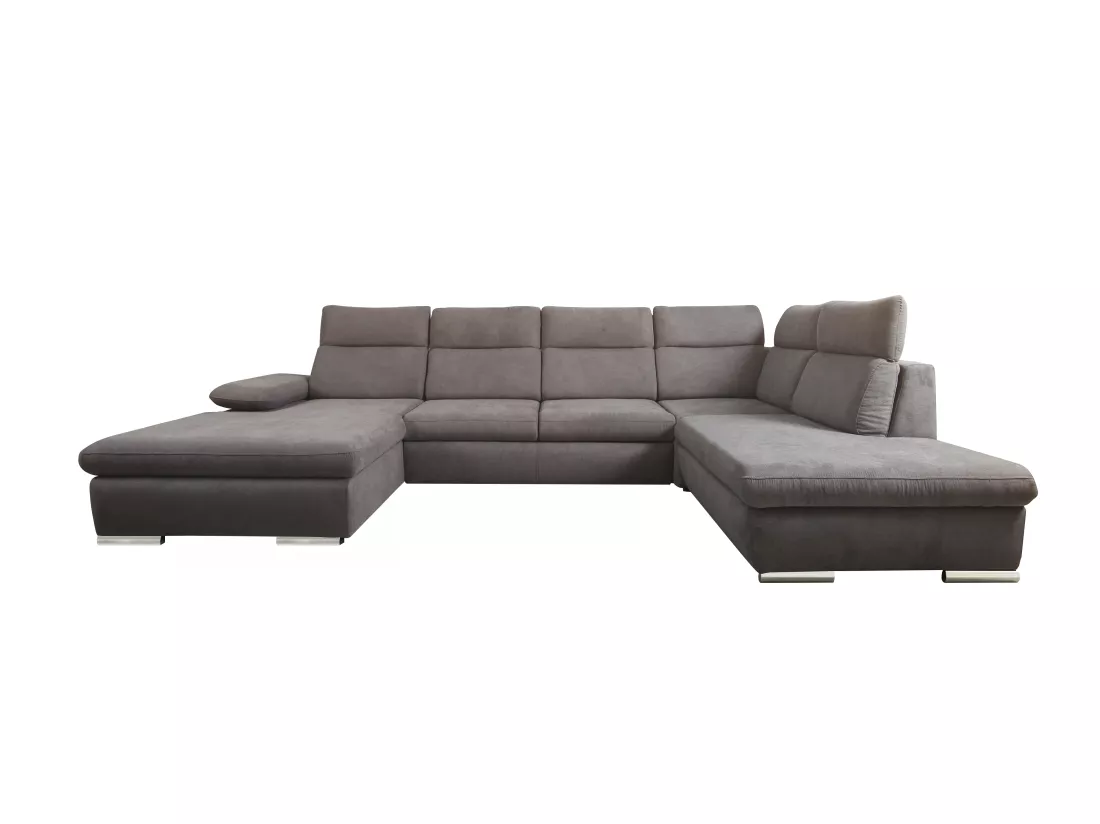 Canapé d'angle gauche panoramique convertible en tissu anthracite SUNTER II