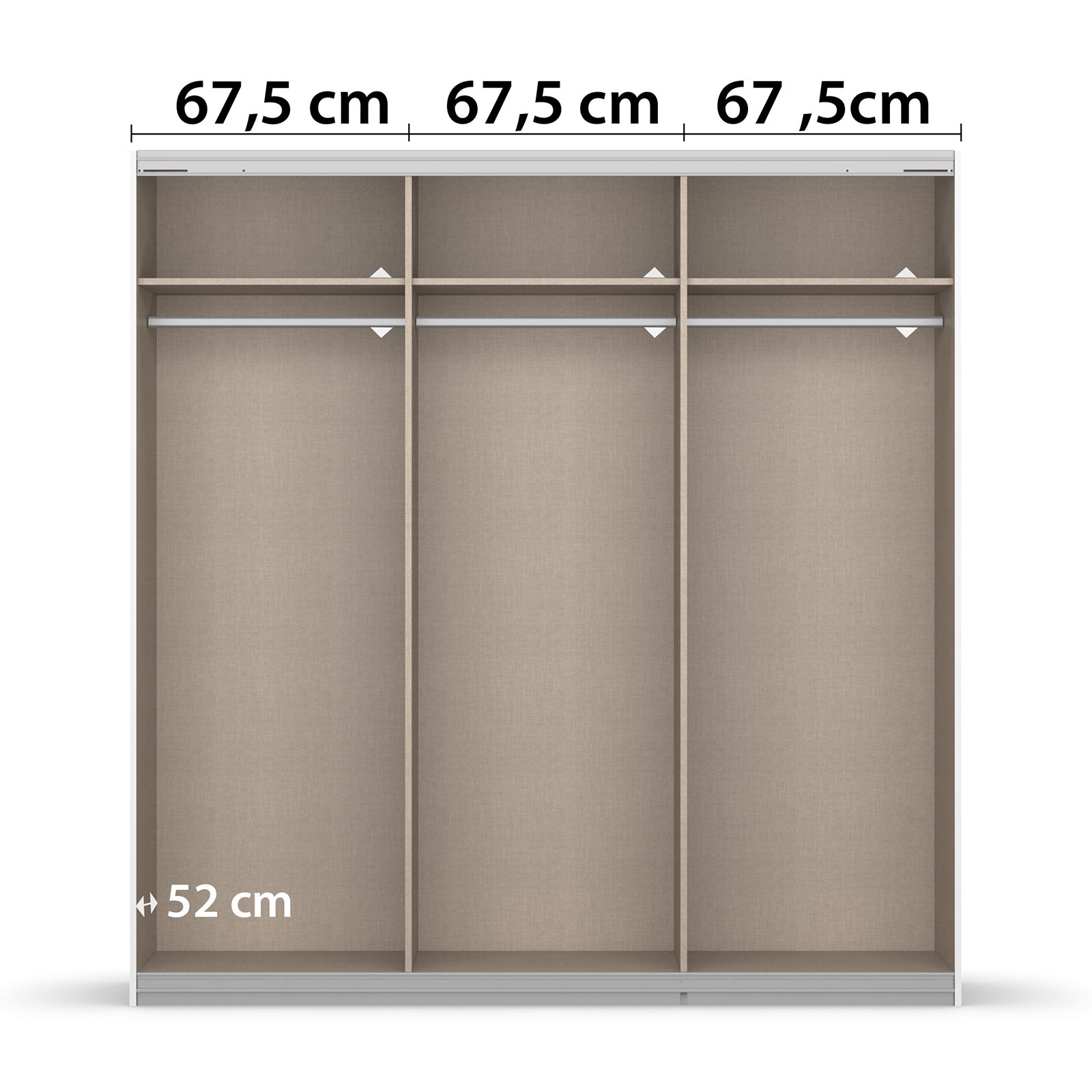 Schwebetürenschrank - alpinweiß - mit Spiegel - 2 Glastüren - 203x210 cm