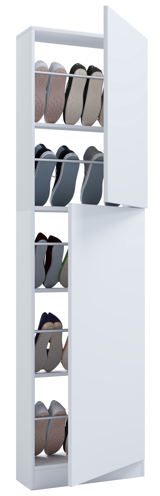 Schuhschrank FULISA XL mit Holztür - weiß - 180 cm hoch