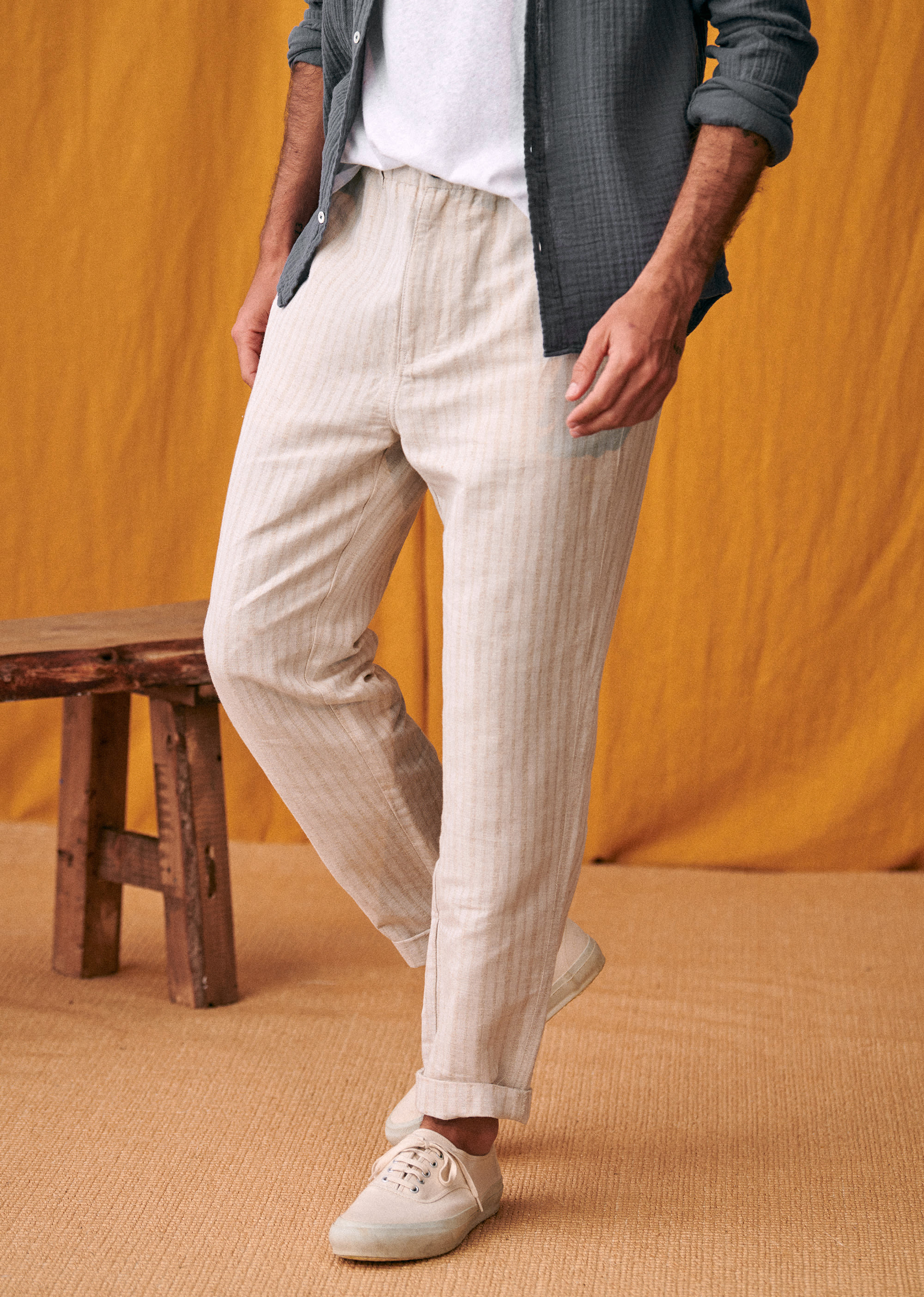 Pantalon Shane - Beige rayé - E-SHOP/BAS Pantalons 5905608