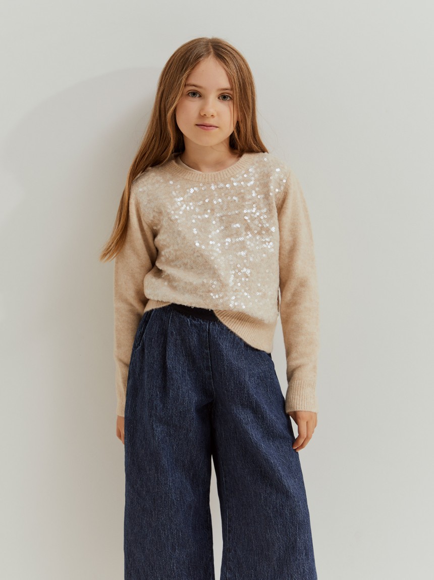 Calças denim wide leg