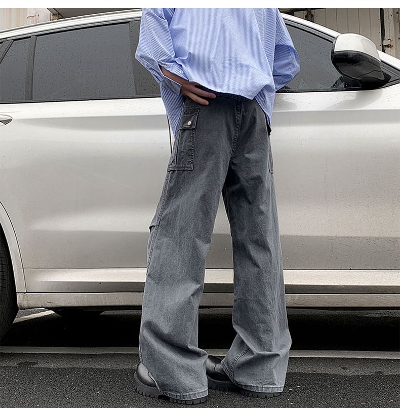 Filmas - Mid Rise Washed Wide Leg Cargo Pants
